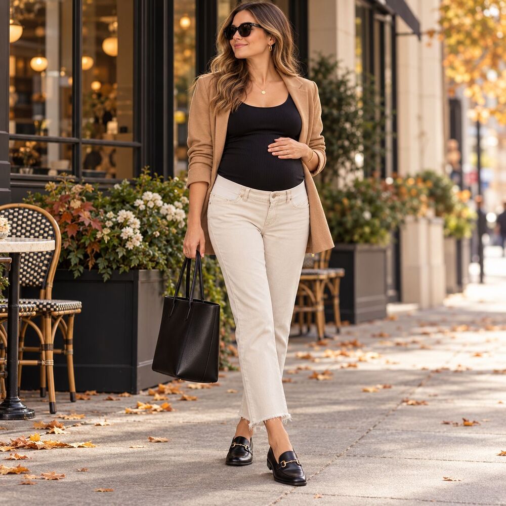 DL1961 Patti Straight Leg Maternity Jeans Women's Size 30 Ecru Ivory Raw Hem EUC